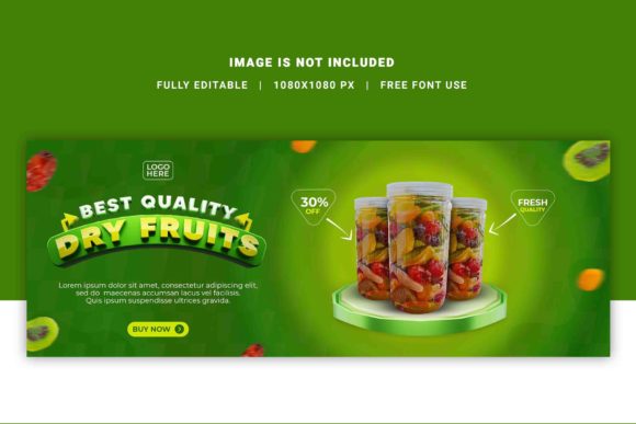 3D Dry Fruits Facebook Cover Design for Modern Branding