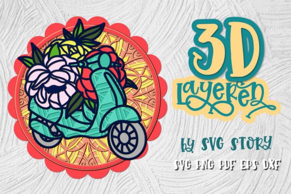 3D Layered Easter Design Scooter SVG
