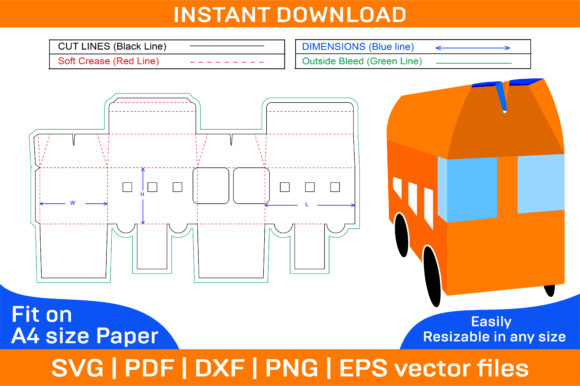 Bus Packaging Box Dieline Template: Create Custom Boxes with Ease