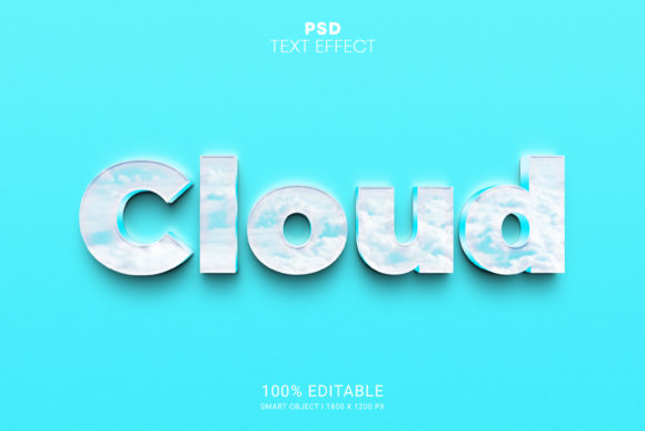 Cloud PSD 3D Text Effect Design for Creative Projects