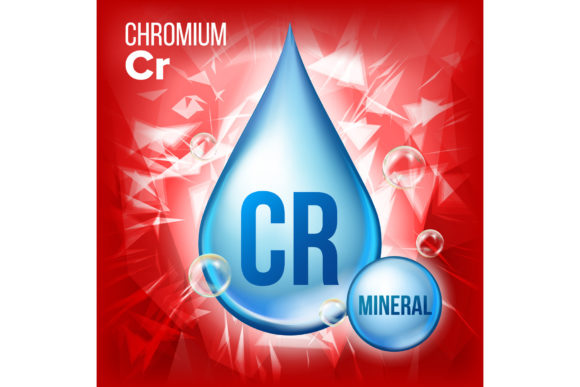 Cr Chromium Vector. Mineral Blue Drop: A Design Element for Beauty and Health Industries