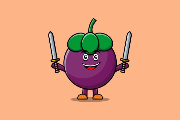 Cute Cartoon Mangosteen Character in 3D Modern Design
