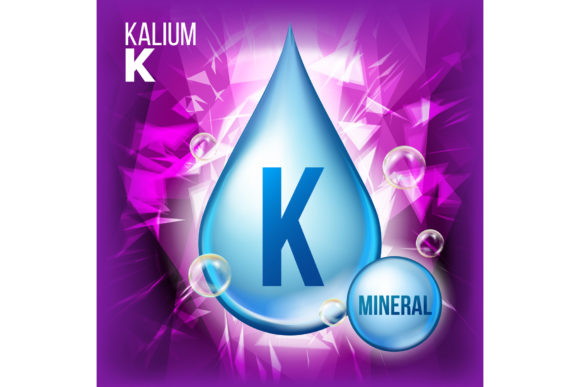 K Kalium Vector. Mineral Blue Drop Icon.