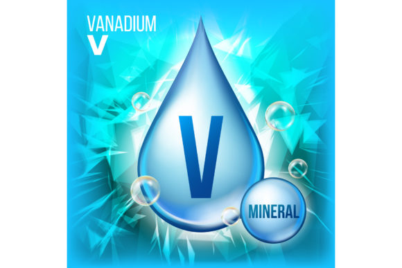 V Vanadium Vector. Mineral Blue Drop – A Versatile Design Element for Beauty, Health, and Creative Projects